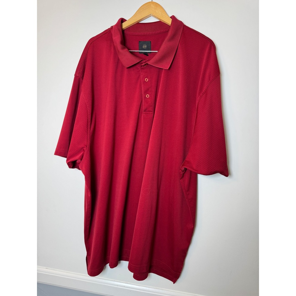 FX Fusion Mens 5X Polo Shirt Red Short SLV Textured Casual Button Top Big Tall